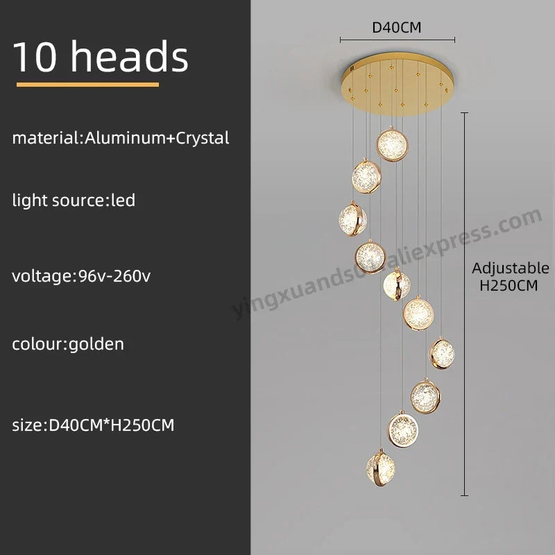 lustre rotatif design nordique en cristal pour éclairage intérieur