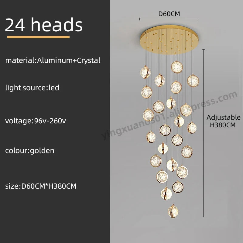 lustre rotatif design nordique en cristal pour éclairage intérieur