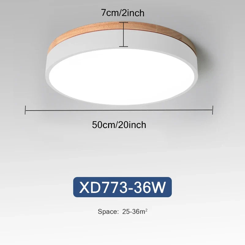 Rond 7 couleurs nordique LED plafonniers pour salon chambre plafonniers en bois 3 lumières couleur réglable couloir balcon