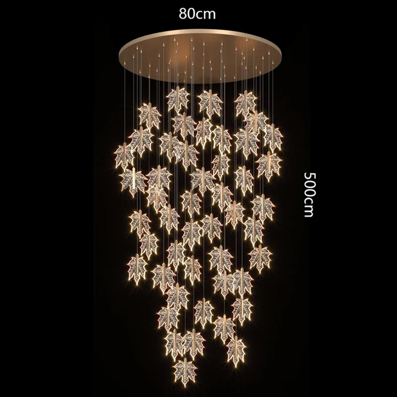 Modern Luxury Villa Maple Leaf Acrylic Chandelier Living Room, Hotel Lobby, Attic, Restaurant Light Luxury Decorative Chandelier