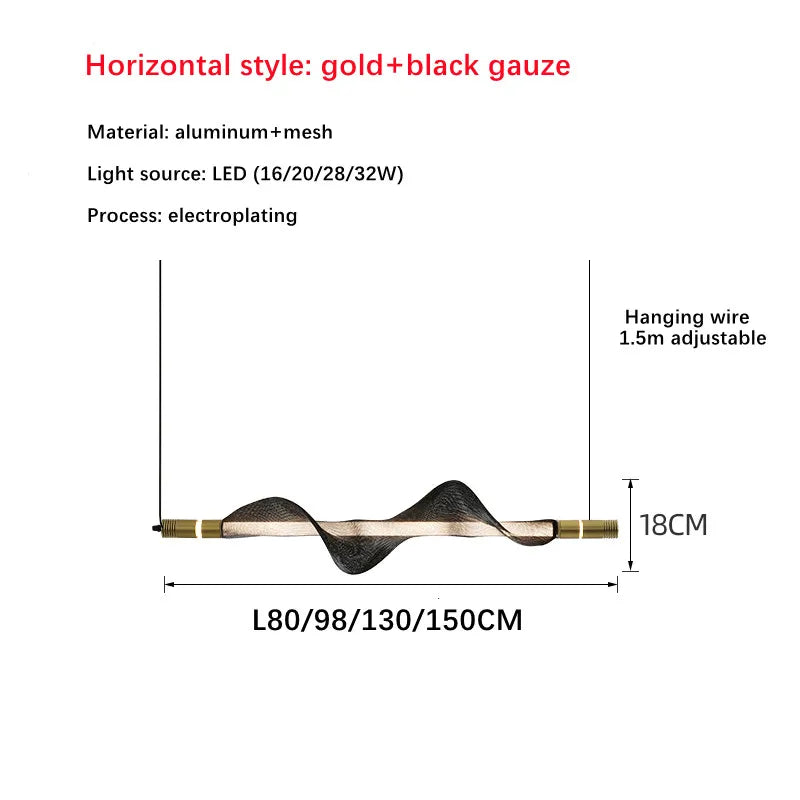 Lustre LED design italien créatif longue bande luminaire