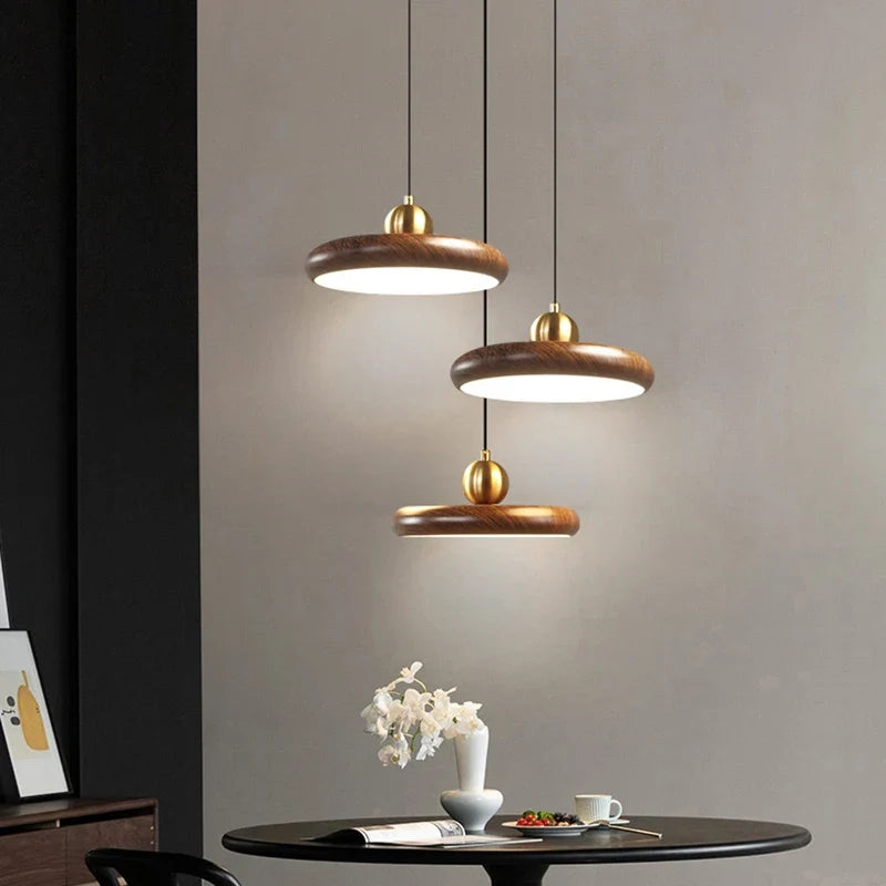 lustre en fer imitation grain de bois luminaire suspendu variable