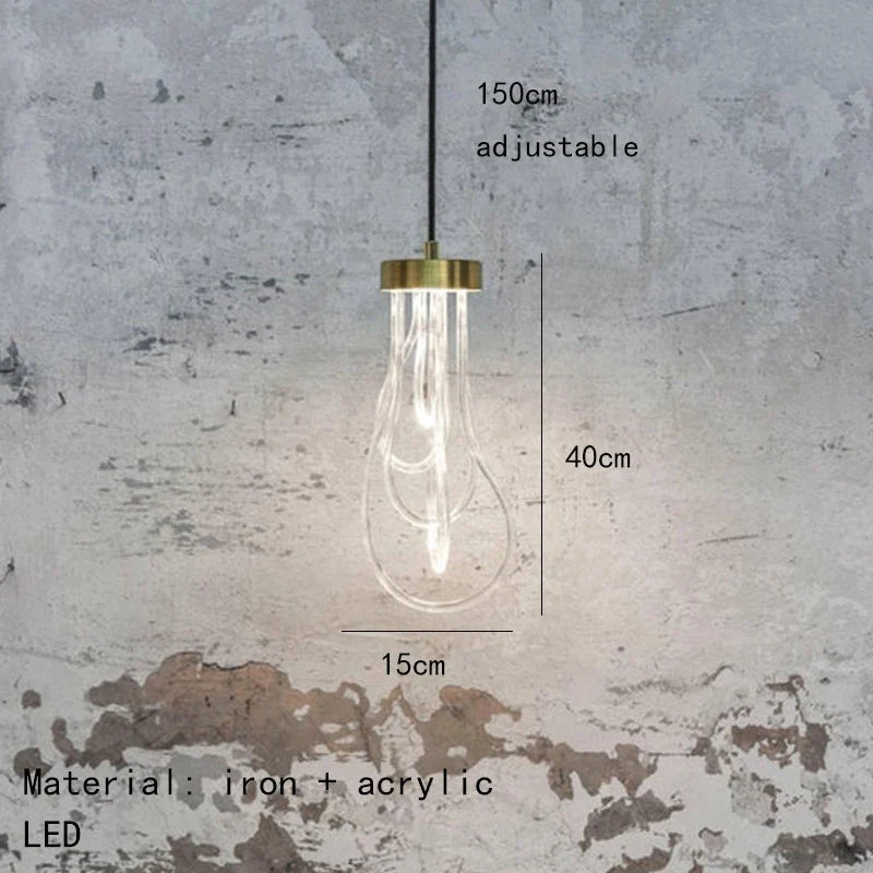 suspension led lumière transparente acrylique 	 fil réglable