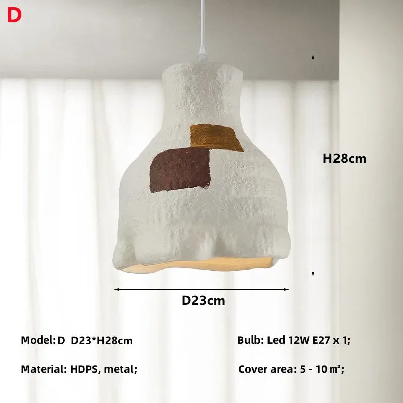 Nordic Wabi Sabi E27 Restaurant Pendant Chandeliers Lustre Living Room Lighting Designer Modern Cafe Bar LED Decor Hanging Lamps