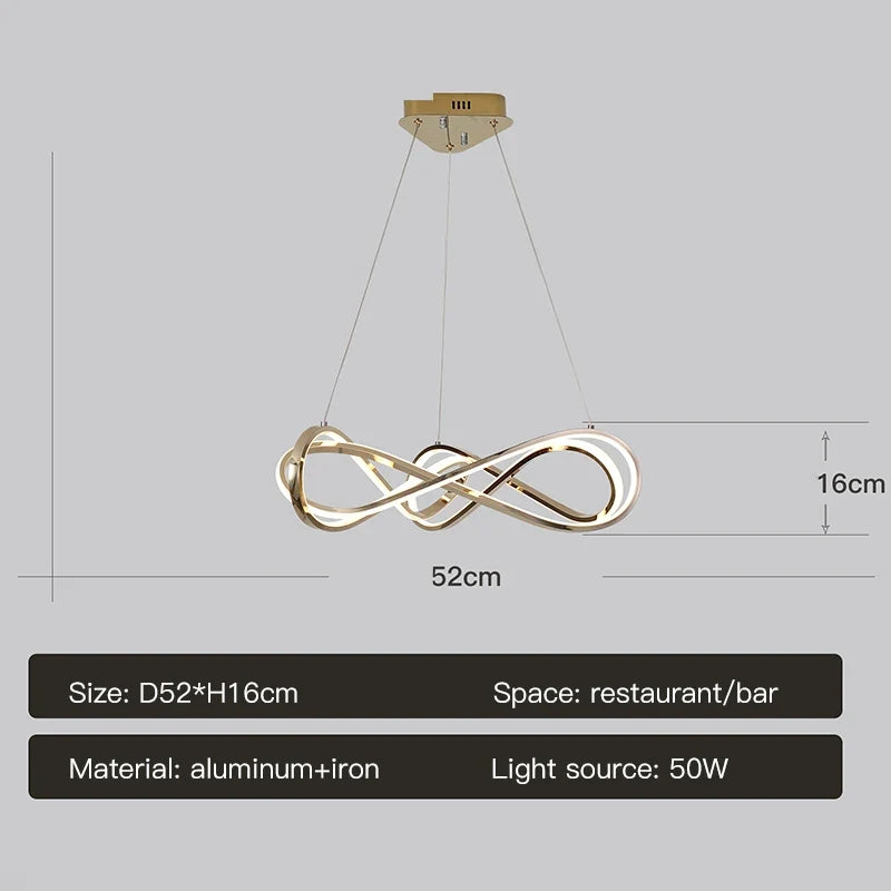 suspension design moderne avec télécommande et courbes élégantes