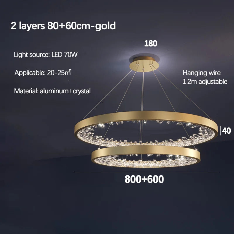 lustre en cristal design luxe avec éclairage led