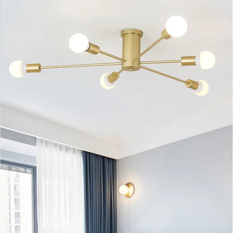 Moderne Créatif LED Plafonnier Lustre Spoutnik Lumière Semi-intégré Nordique Décor À La Maison Luminaires pour Chambre Salon