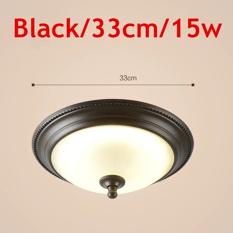 Plafonnier rond or/noir/Bronze plafonnier verre dépoli pour couloir salon cuisine LED lumineuse éclairage 110/220V