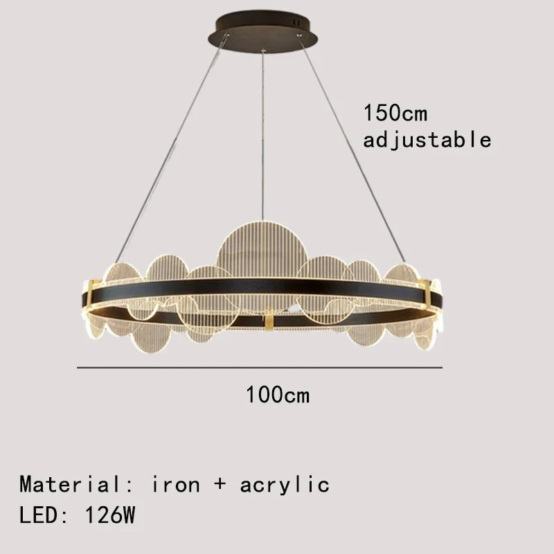 lustre acrylique avec télécommande et intensité réglable pour divers espaces