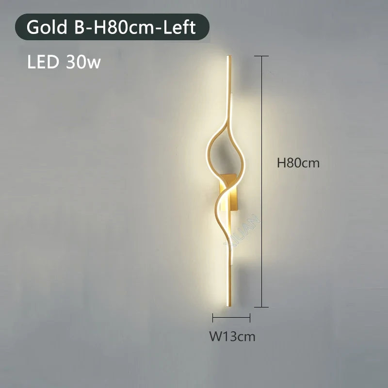 Modern Living Room Long Wall Lights with Anlter Design Gold Black TV Background Decorative Wall Lamp for Bedroom Remote Control