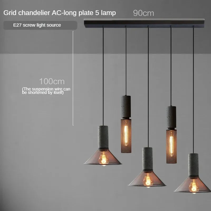 lampes suspendues en ciment pour loft industriel abat-jour en fer forgé