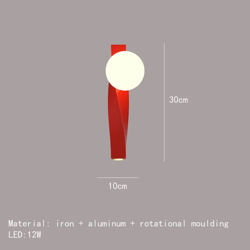 applique murale led en aluminium et verre rotatif
