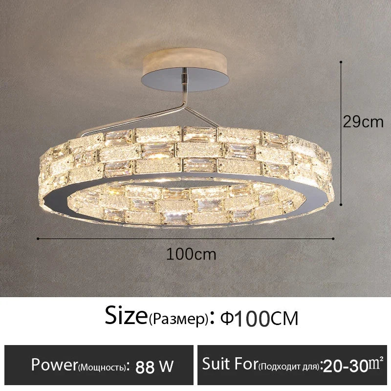 Plafonnier LED en cristal au design moderne
