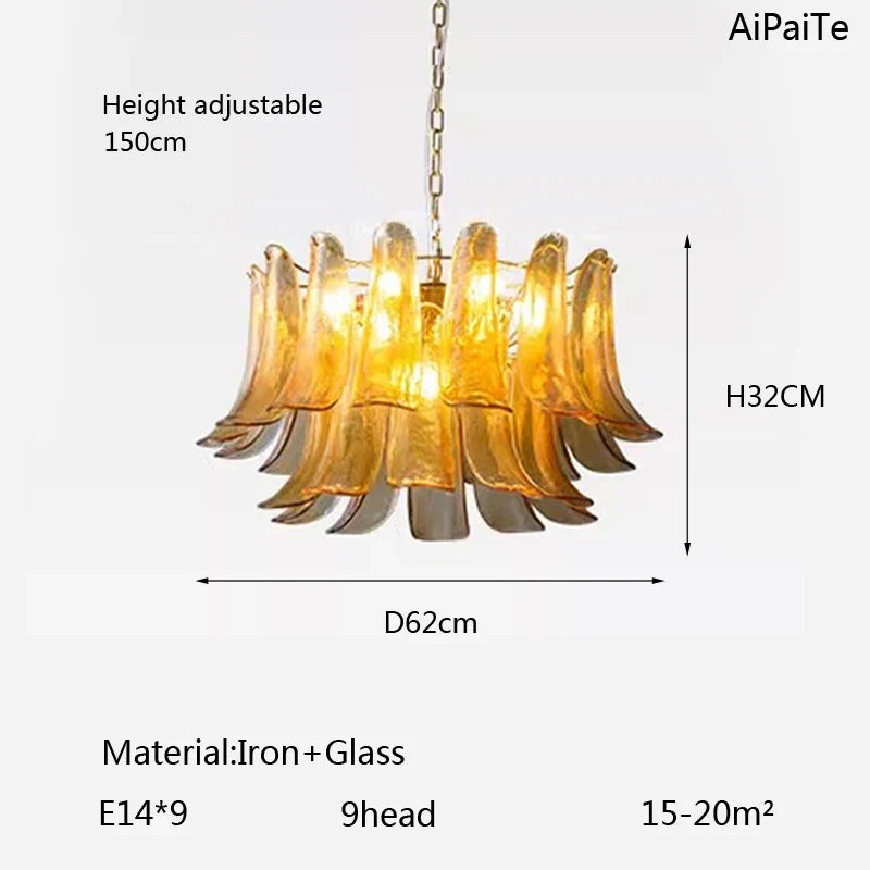 AiPaiTe lustre en verre LED scandinave pour salon salle à manger chambre lustre en verre ambre vintage américain