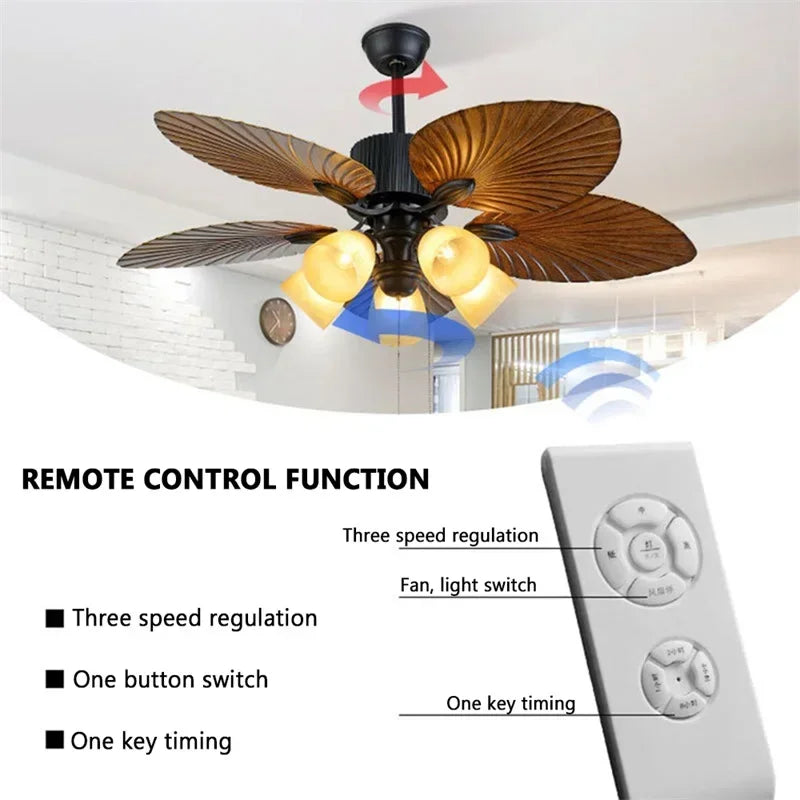 plafonnier vintage américain avec ventilateur et télécommande moderne