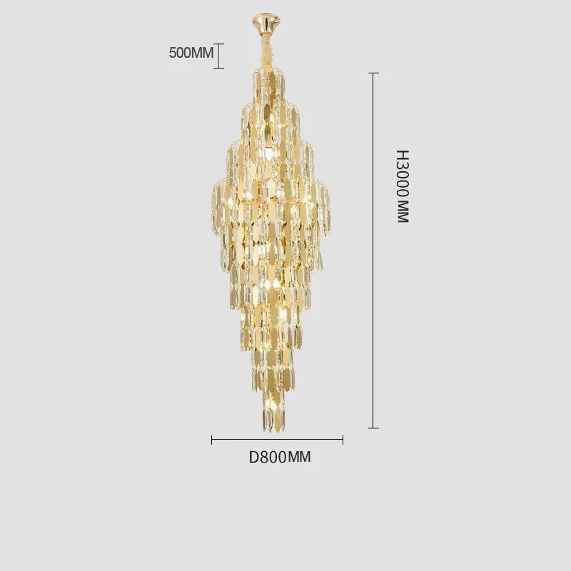 lustre en cristal pour escalier et halls d'hôtel