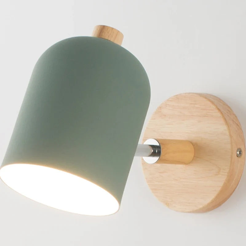 applique murale nordique moderne rotative led en fer et bois
