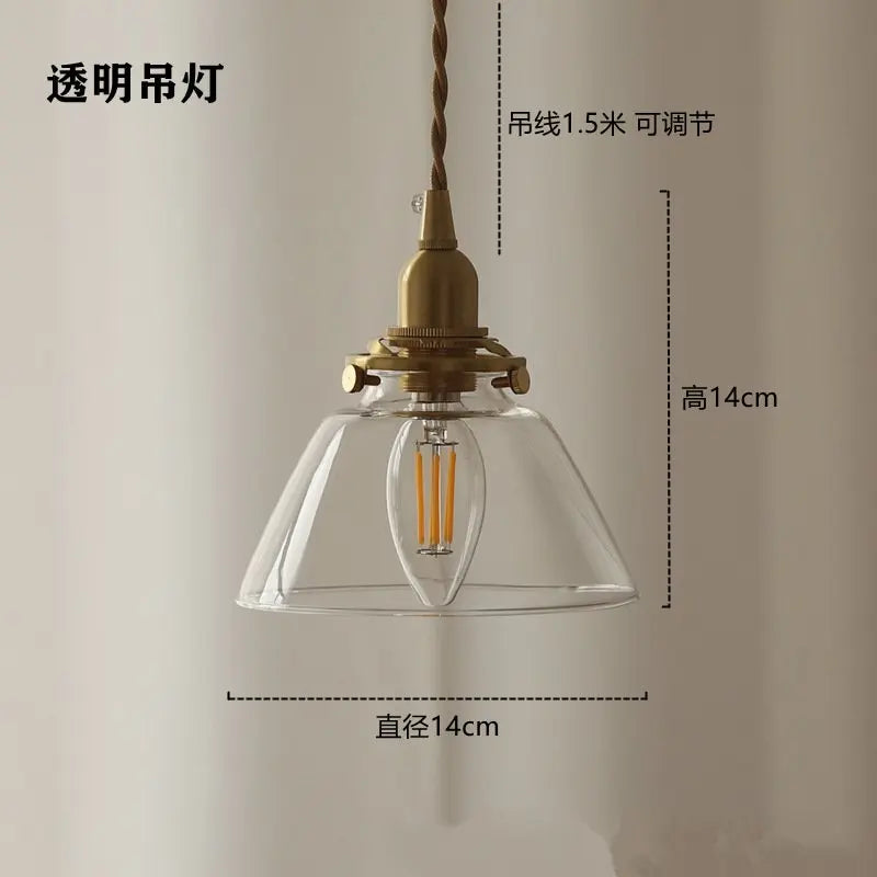 suspension en verre rétro en laiton pour intérieur créatif et simple