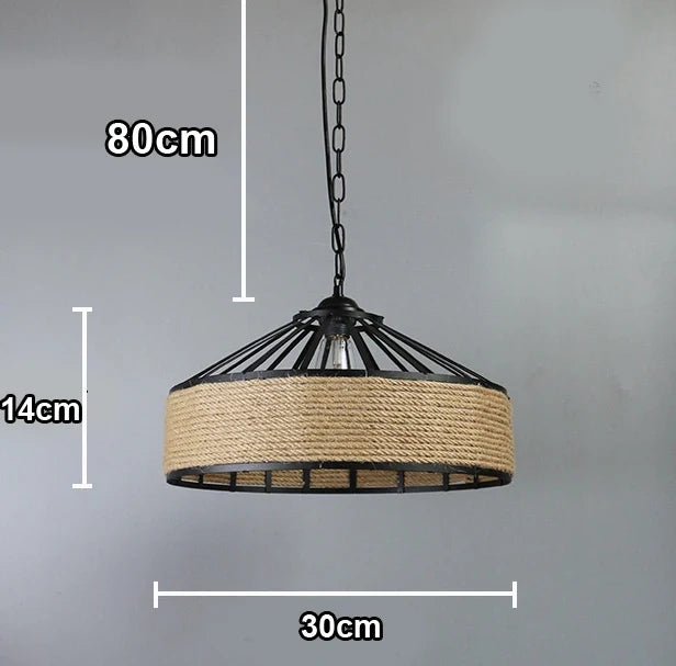 suspension en sisal vintage avec éclairage créatif et tissage élégant