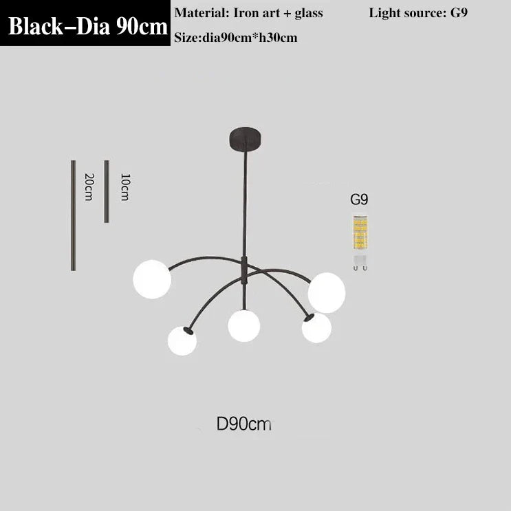 lustre moderne en verre design lampe à led de luxe pour décoration intérieure