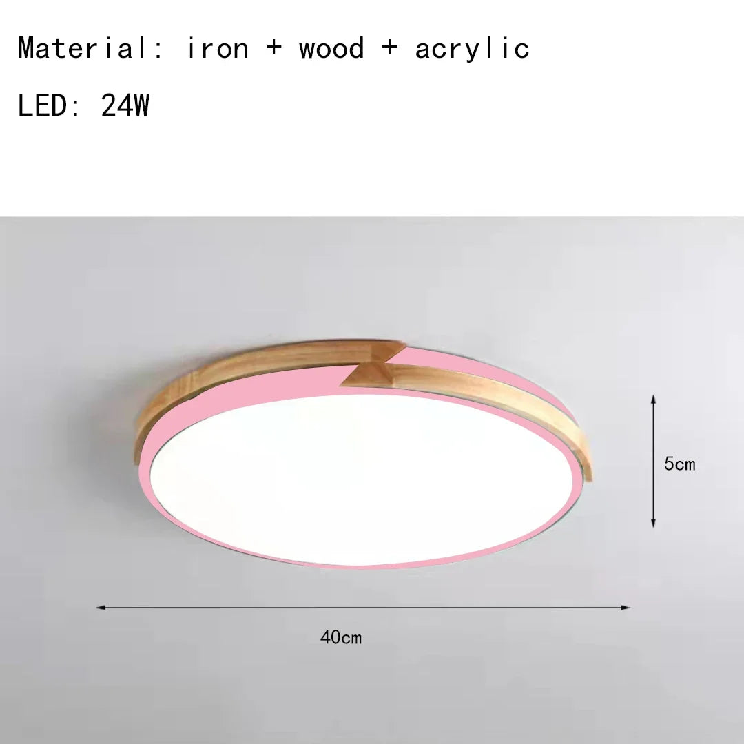 plafonnier led ultra-mince à intensité variable en bois