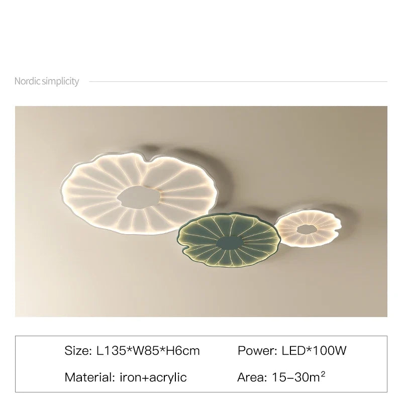 plafonnier led créatif en forme de feuille de lotus décoratif
