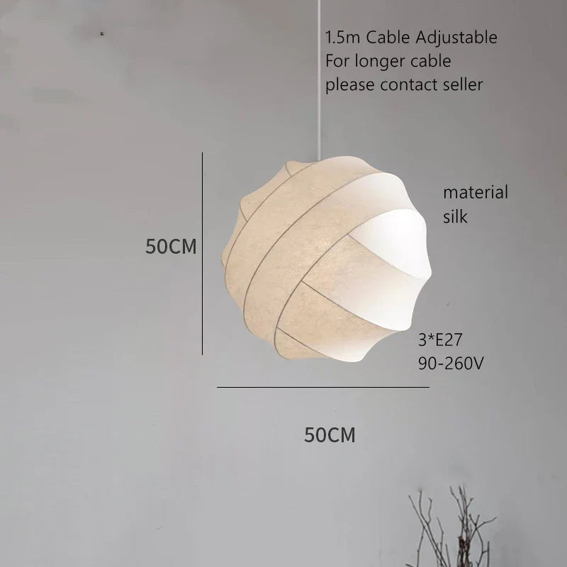 Lustre boule design en tissu style soie fait à la main