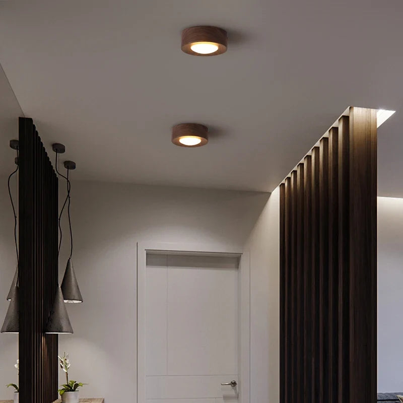 plafonniers en noyer et frêne led pour éclairage décoratif