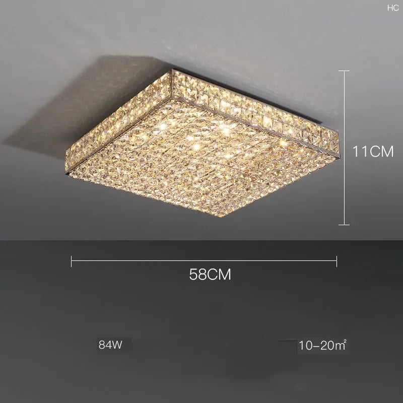 plafonnier led carré en cristal design moderne pour décoration intérieure
