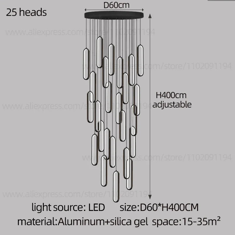 lustre ovale led minimaliste pour duplex hôtel penthouse