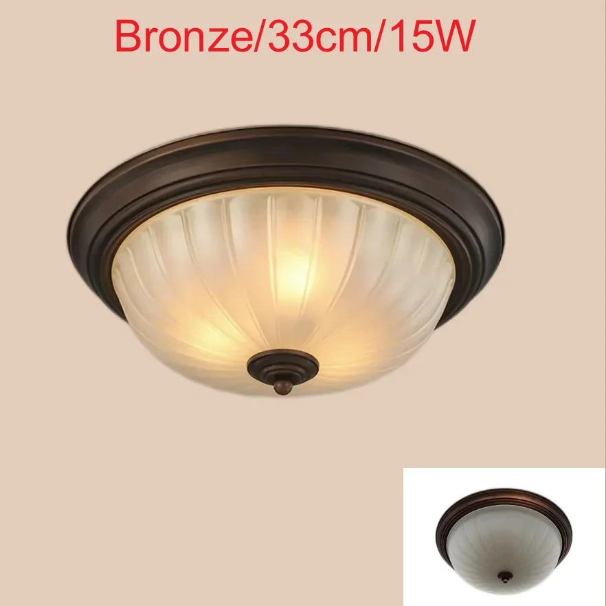 Plafonnier rond or/noir/Bronze plafonnier verre dépoli pour couloir salon cuisine LED lumineuse éclairage 110/220V