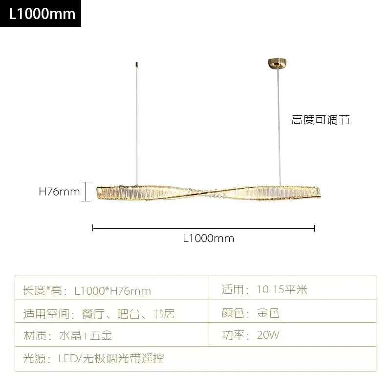 Creative and Personalized Long Crystal Light,Walkway Bedroom TV Background Wall Lamp Luxury  Simple LED Suspension Lamps