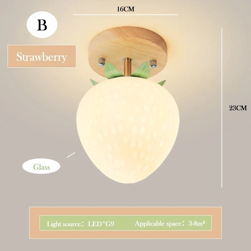 applique murale fraise en verre lampe créative pour bébé et enfant