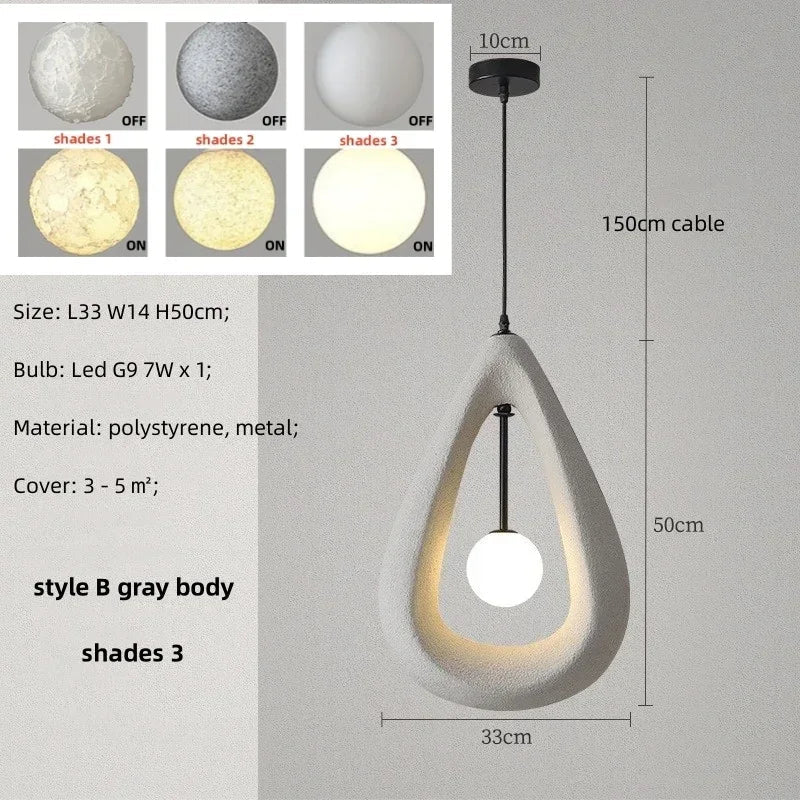 Nordique salle à manger suspension Led lumières Wabi Sabi Led suspension lampe chambre minimalisme suspension lampe décor à la maison éclairage intérieur lampe
