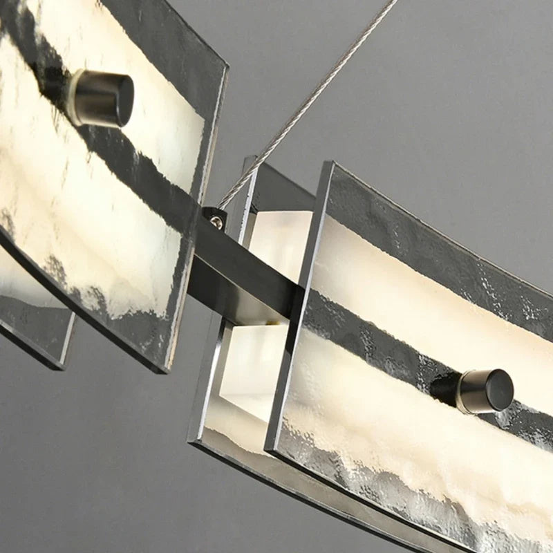 suspension en fer minimaliste avec verre ondulé pour intérieur moderne