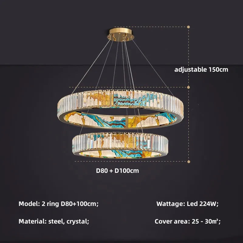 lustre led dimmable moderne en acier cercle décoratif