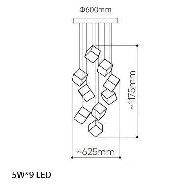 Modern cubic design villa pendant lights, Nordic living room, hotel lobby lights, restaurant, bar interior decoration lights