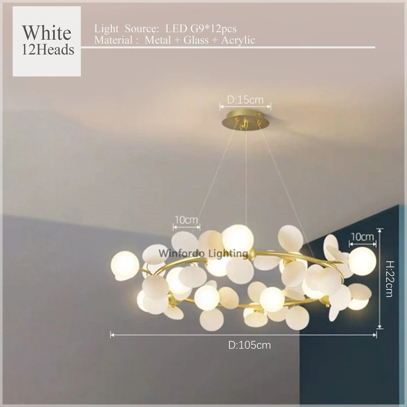 2024Modern Colored Leaf Chandelier LED for Kid’s Bedroom Living Room Diningroom Master Bedroom Bar Hanging Lamp
