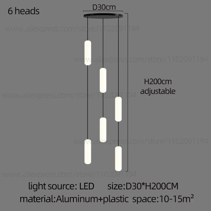 lustre led nordique pour escalier duplex penthouse villa