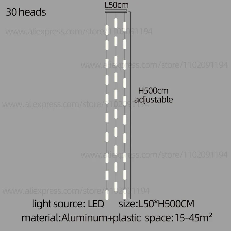 lustre led nordique pour escalier duplex penthouse villa