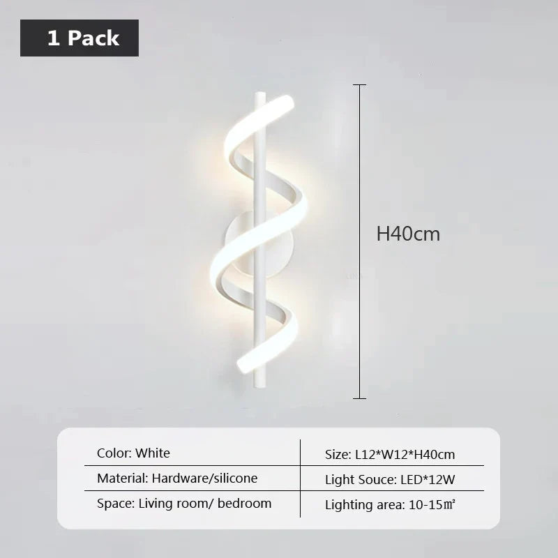 Applique murale nordique led noir blanc or