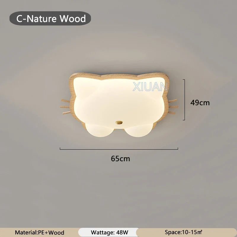 plafonnier nordique led en bois massif avec motifs de cerf et élan