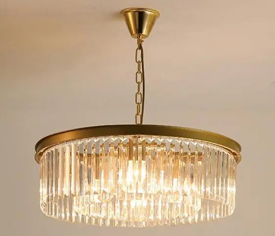 lustre led en métal style rétro américain avec chaîne et cristal