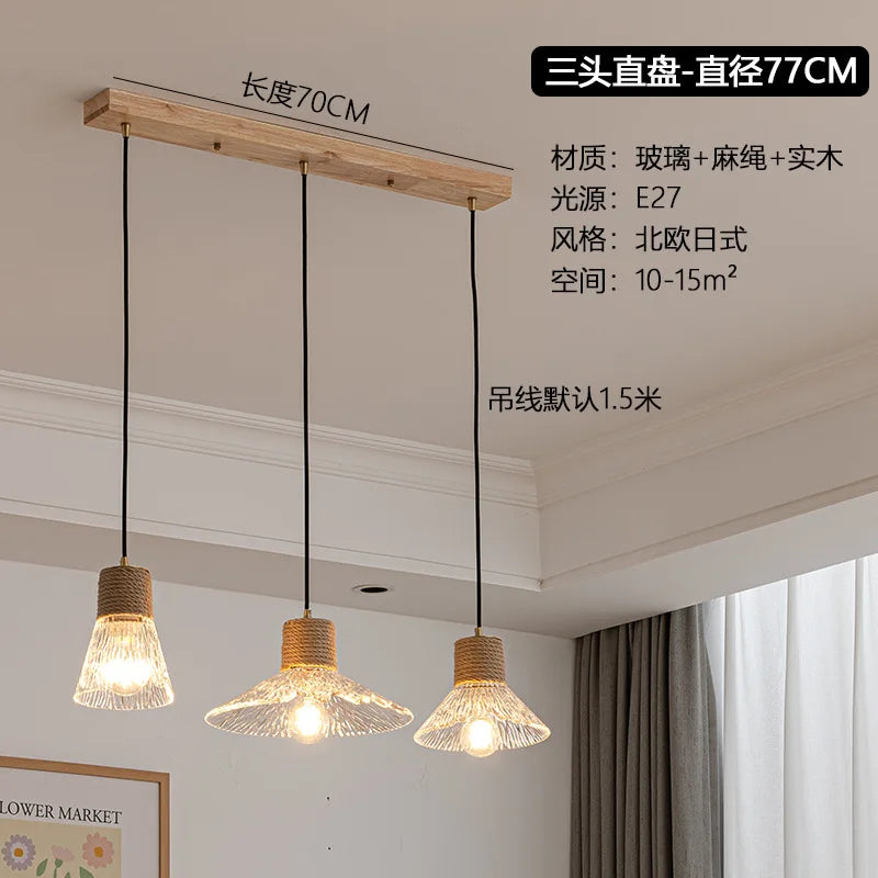 lustre nordique japonais trois têtes style bûche pour intérieur créatif