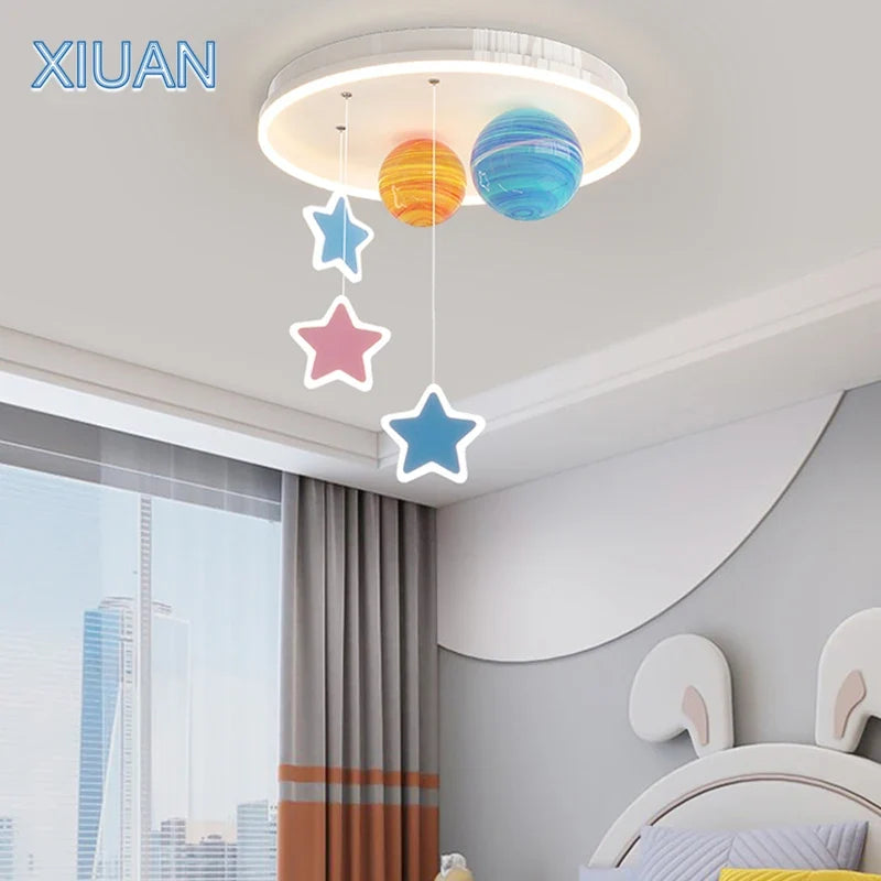 lustre créatif pour école maternelle en verre coloré planète univers étoile