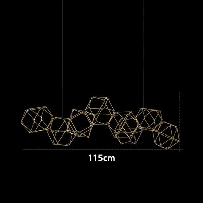 lustre luciole polygonal design nordique en acier inoxydable
