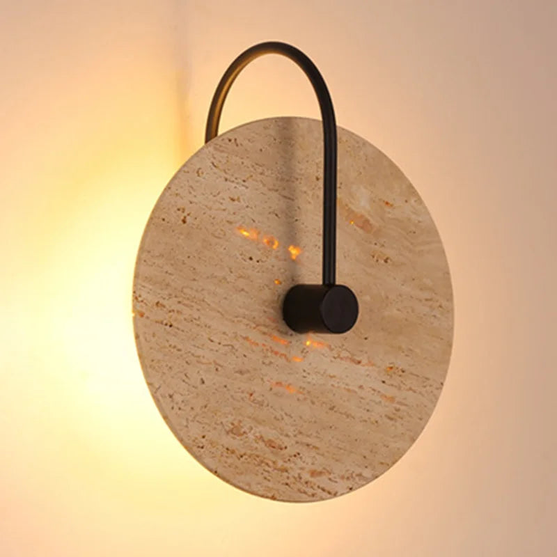 applique murale vintage en pierre naturelle ronde éclairage intérieur led