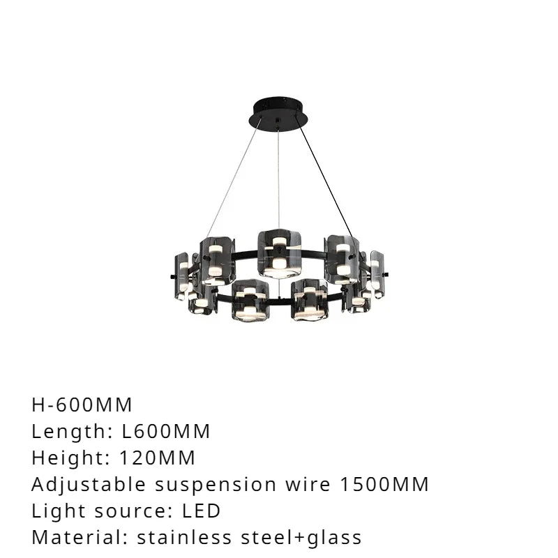 lustre sandyha moderne minimaliste abat-jour verre led suspendu