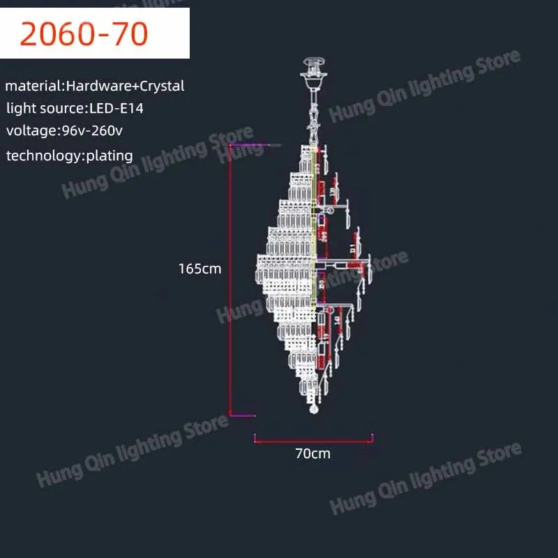 lustre moderne personnalisé en cristal pour éclairage élégant