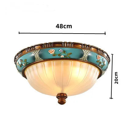 lustre vintage européen en verre résine avec fleurs sculptées